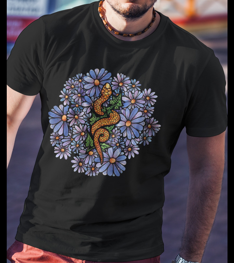 Purple Daisy Ivy Snake Florals T-Shirt