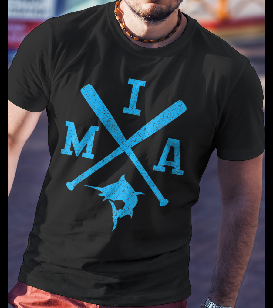 Retro Miami Baseball Bats Vintage Marlin MIA Fan T-Shirt