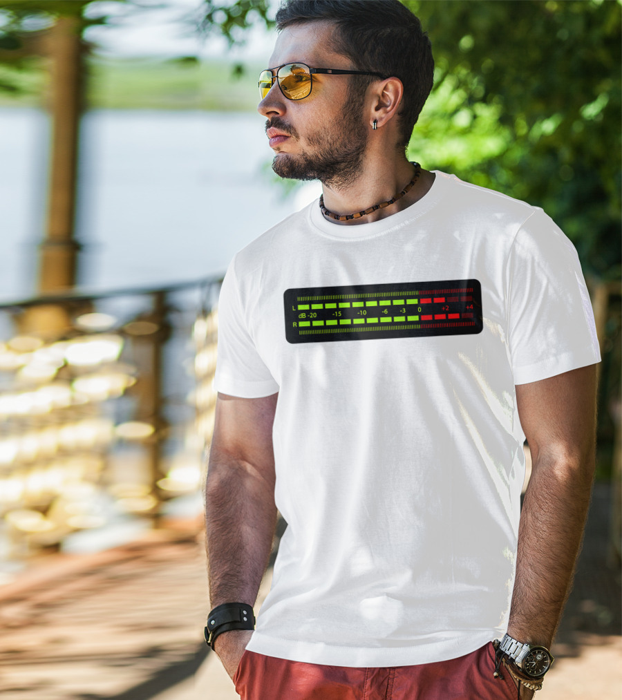 Retro Vu Meter DB Stereo Sound Engineer Music Lover T-Shirt