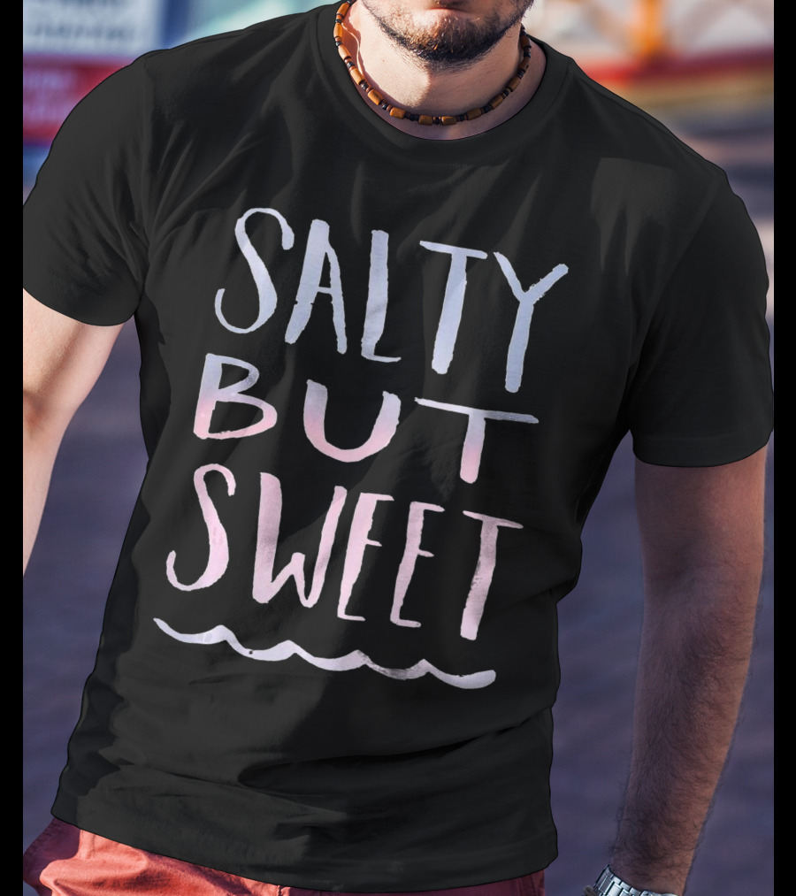 Salty But Sweet Pastel Gradient Text With Wave Line T-Shirt