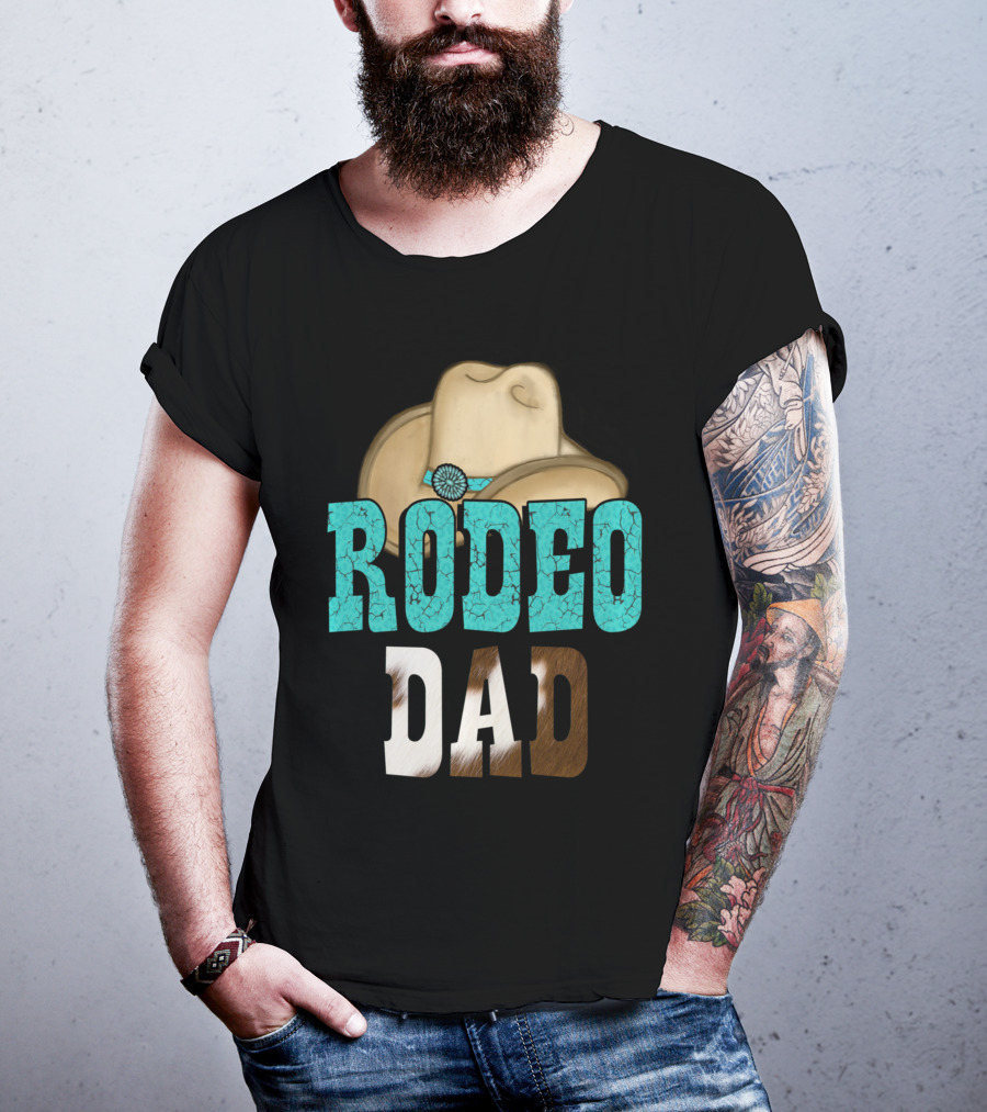 Turquoise Rodeo Dad Cowboy Hat Decor T-Shirt