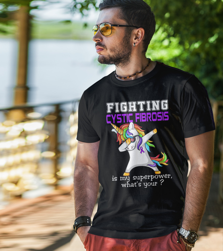 Fighting Cystic Fibrosis Unicorn Superpower Awareness T-Shirt