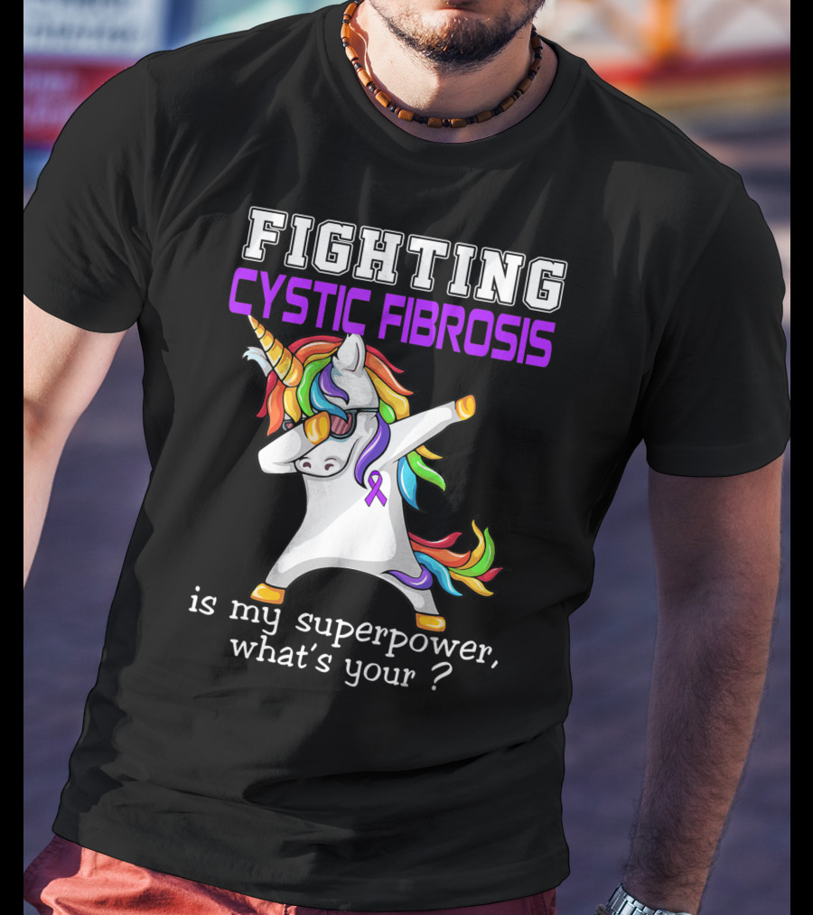 Fighting Cystic Fibrosis Unicorn Superpower Awareness T-Shirt