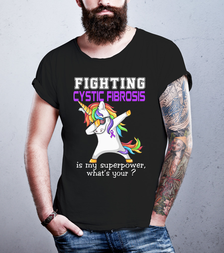 Fighting Cystic Fibrosis Unicorn Superpower Awareness T-Shirt
