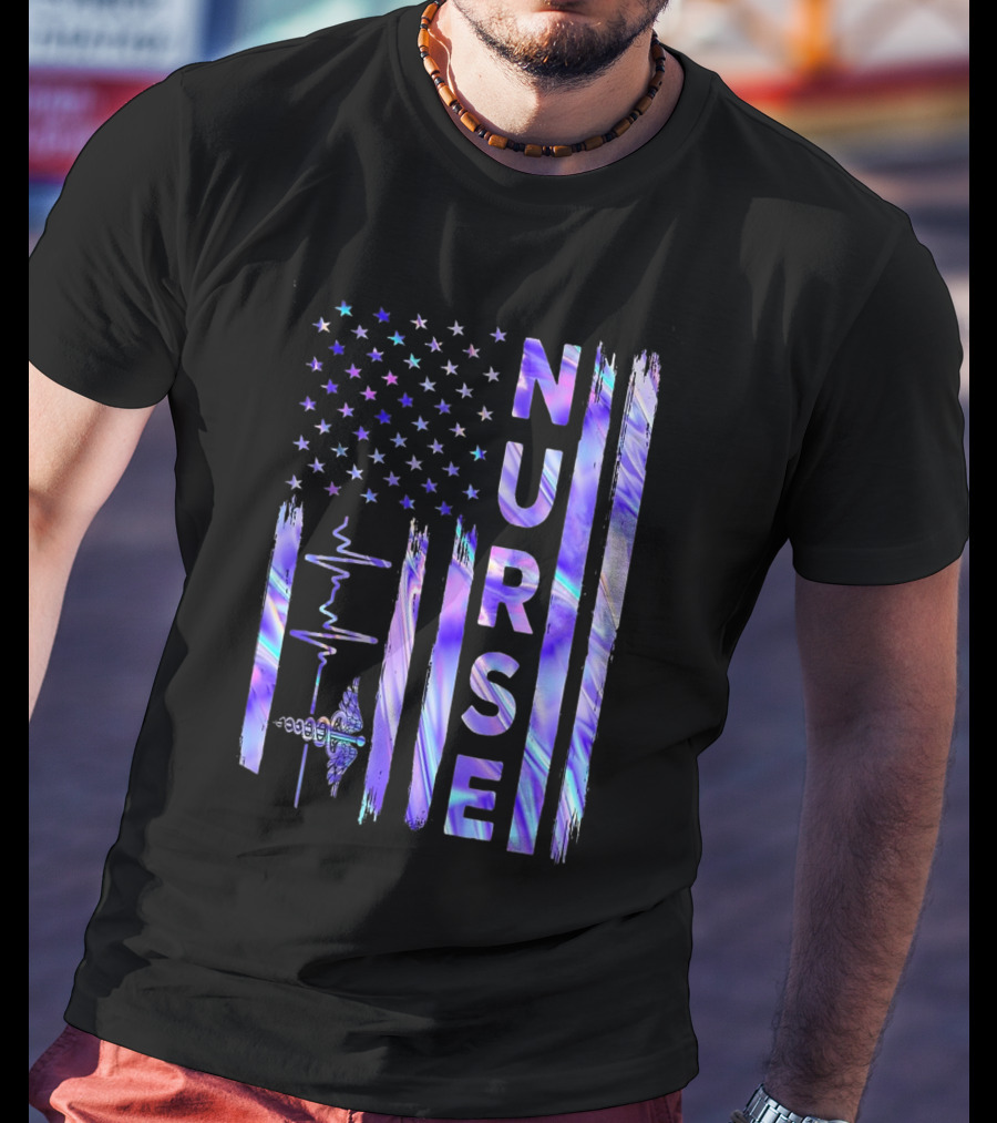 Nurse USA Flag Proud Girls Love Nursing Day T-Shirt