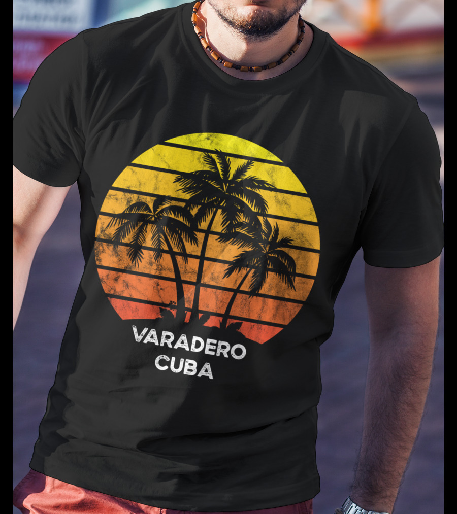 Varadero Cuba Beach Palm Tree Sunset Vacation Scene T-Shirt