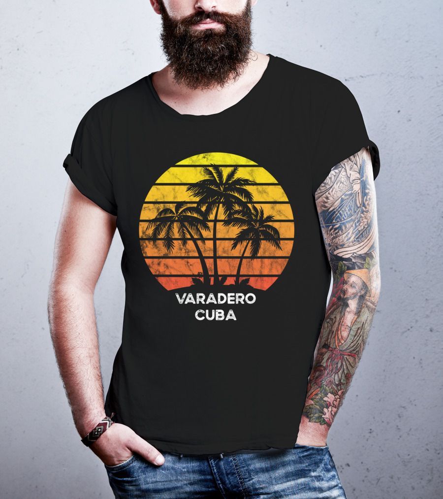 Varadero Cuba Beach Palm Tree Sunset Vacation Scene T-Shirt