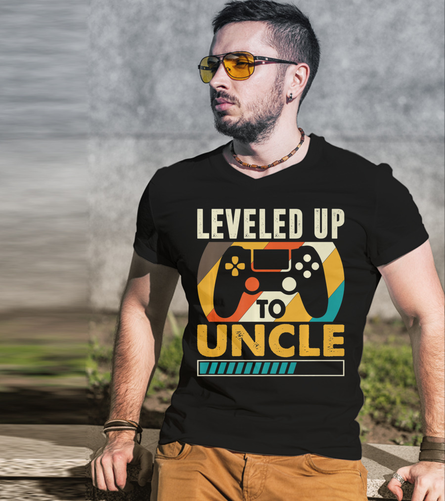 Leveled Up To Uncle Retro Gaming Controller Pregnancy Announcement T-Shirt