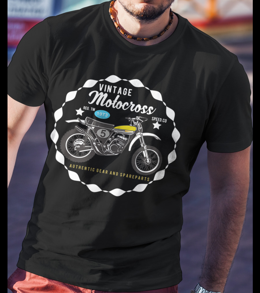 Vintage Motocross Bike 1973 Authentic Gear And Spareparts T-Shirt