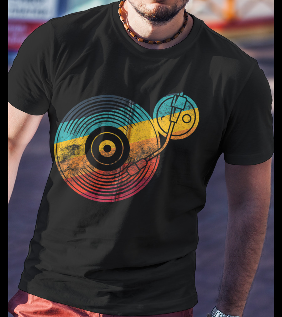 Vintage Vinyl Turntable DJ Musician LP Records T-Shirt