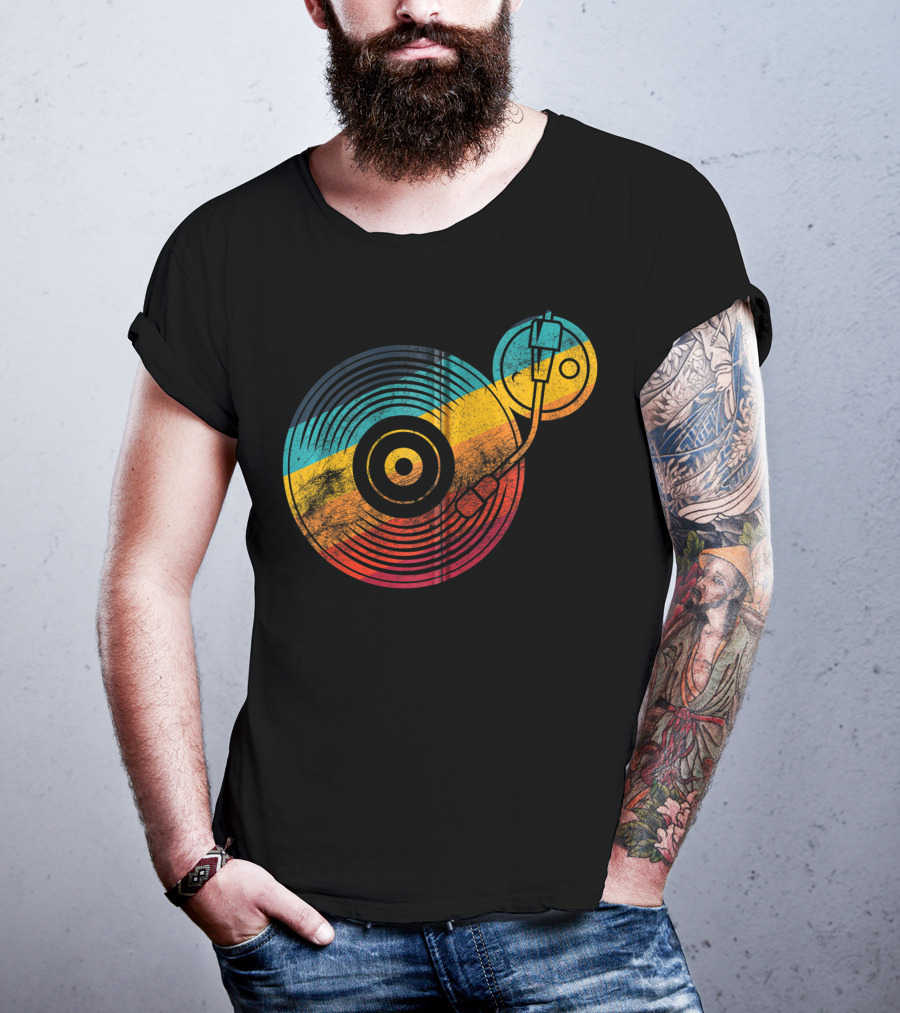 Vintage Vinyl Turntable DJ Musician LP Records T-Shirt