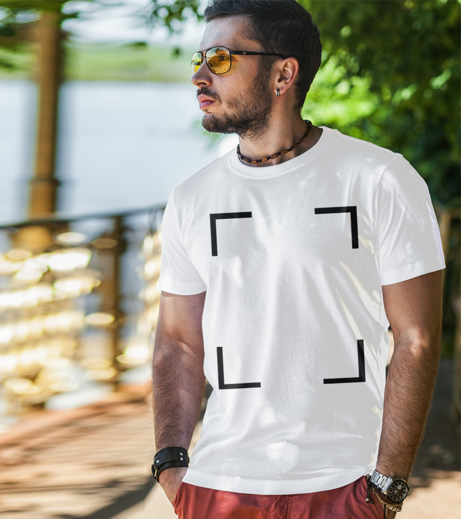 Art Frame Empty Corners Minimalist Black Square T-Shirt