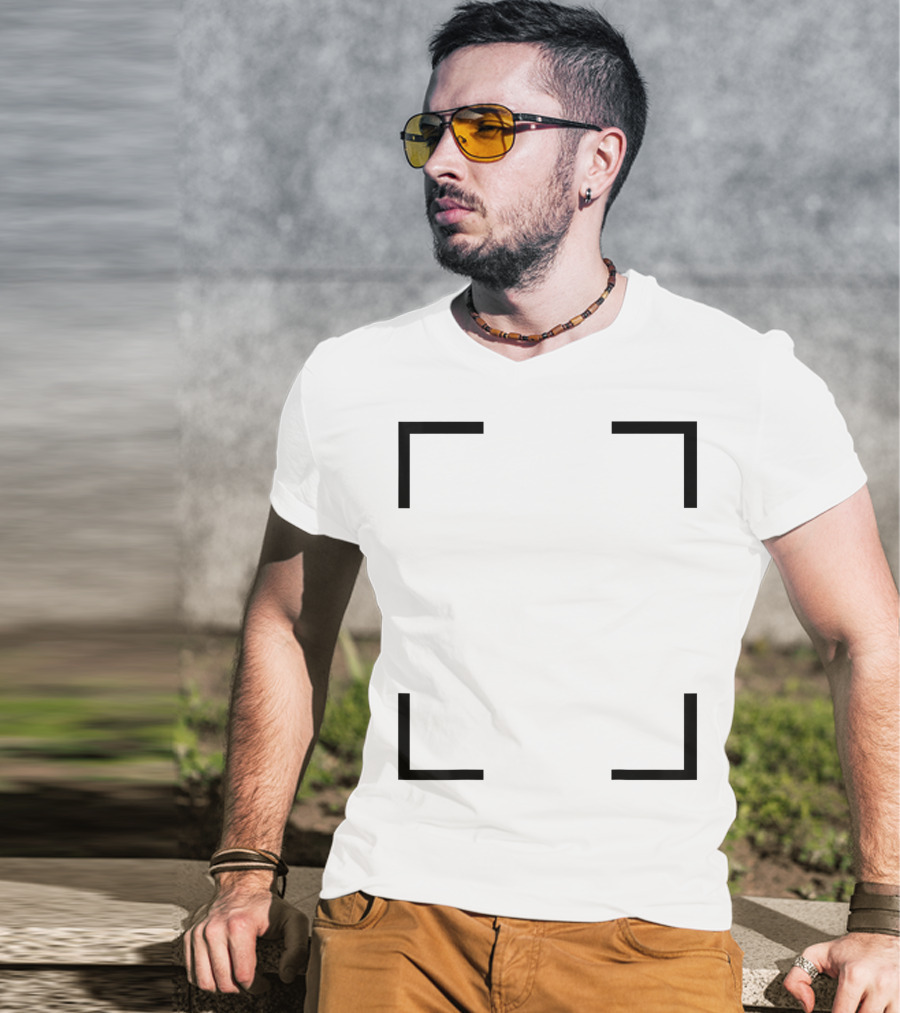 Art Frame Empty Corners Minimalist Black Square T-Shirt
