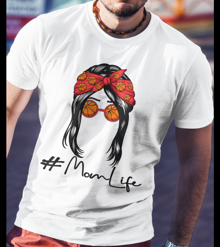 MomLife Basketball Mom Messy Bun T-Shirt