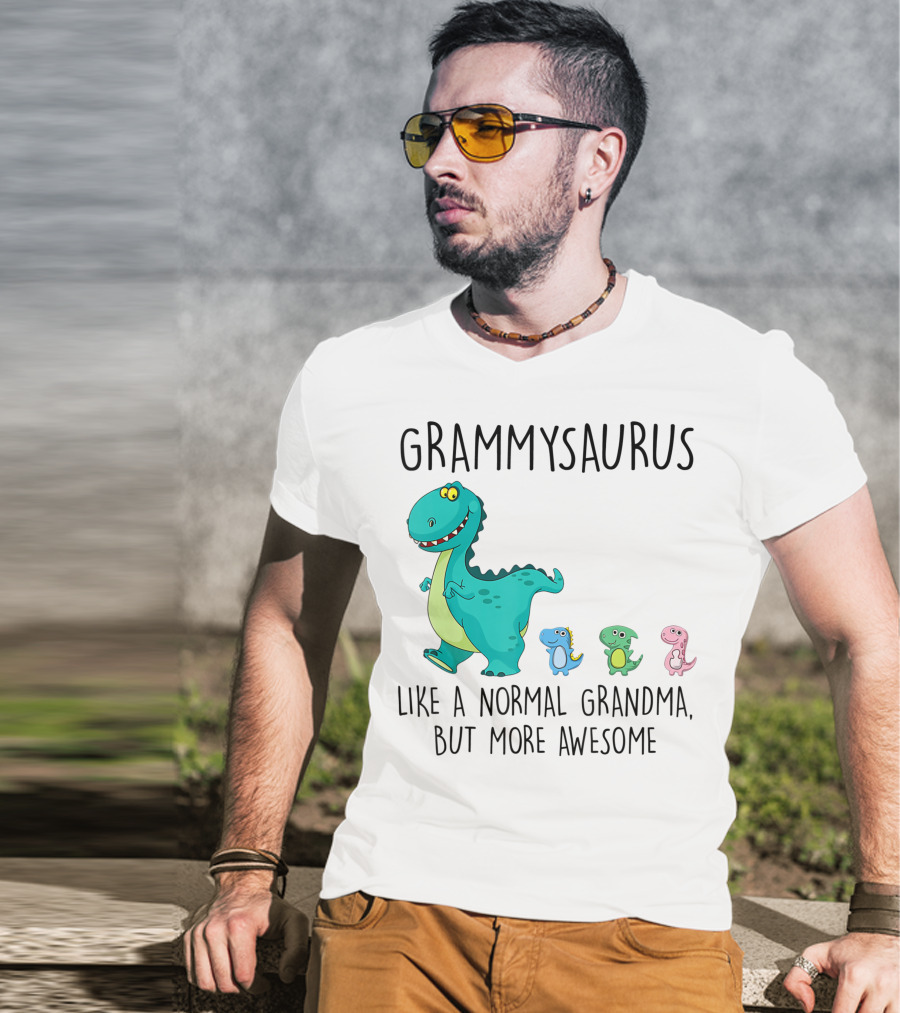 Grammysaurus Like A Normal Grandma But More Awesome Colorful Dinosaur Family T-Shirt