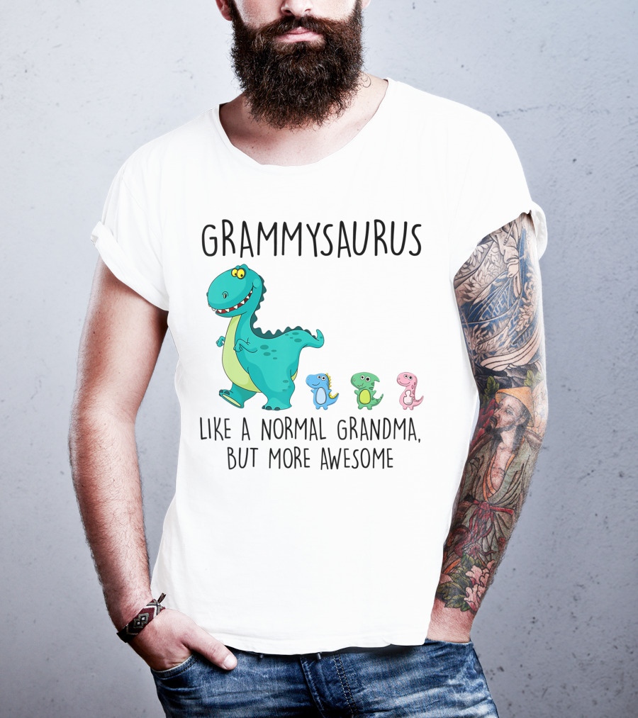 Grammysaurus Like A Normal Grandma But More Awesome Colorful Dinosaur Family T-Shirt