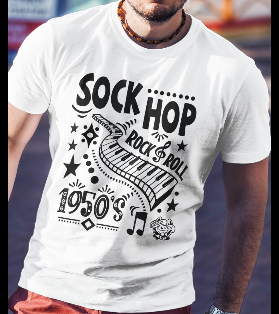 Sock Hop Rock Roll 1950s Piano Music Party T-Shirt