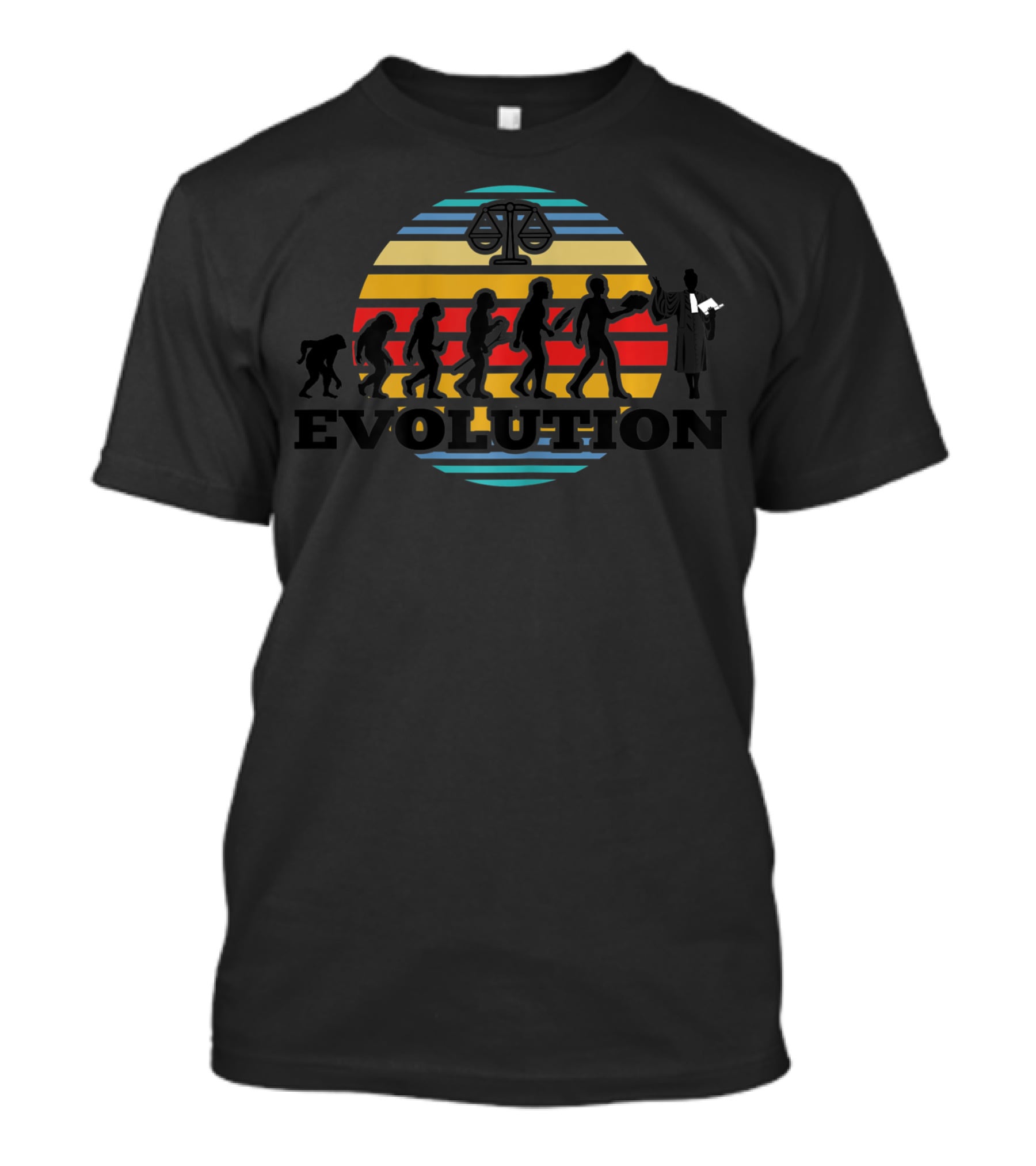Evolution Female Lawyer Judge Attorney Advocate Scales T-Shirt