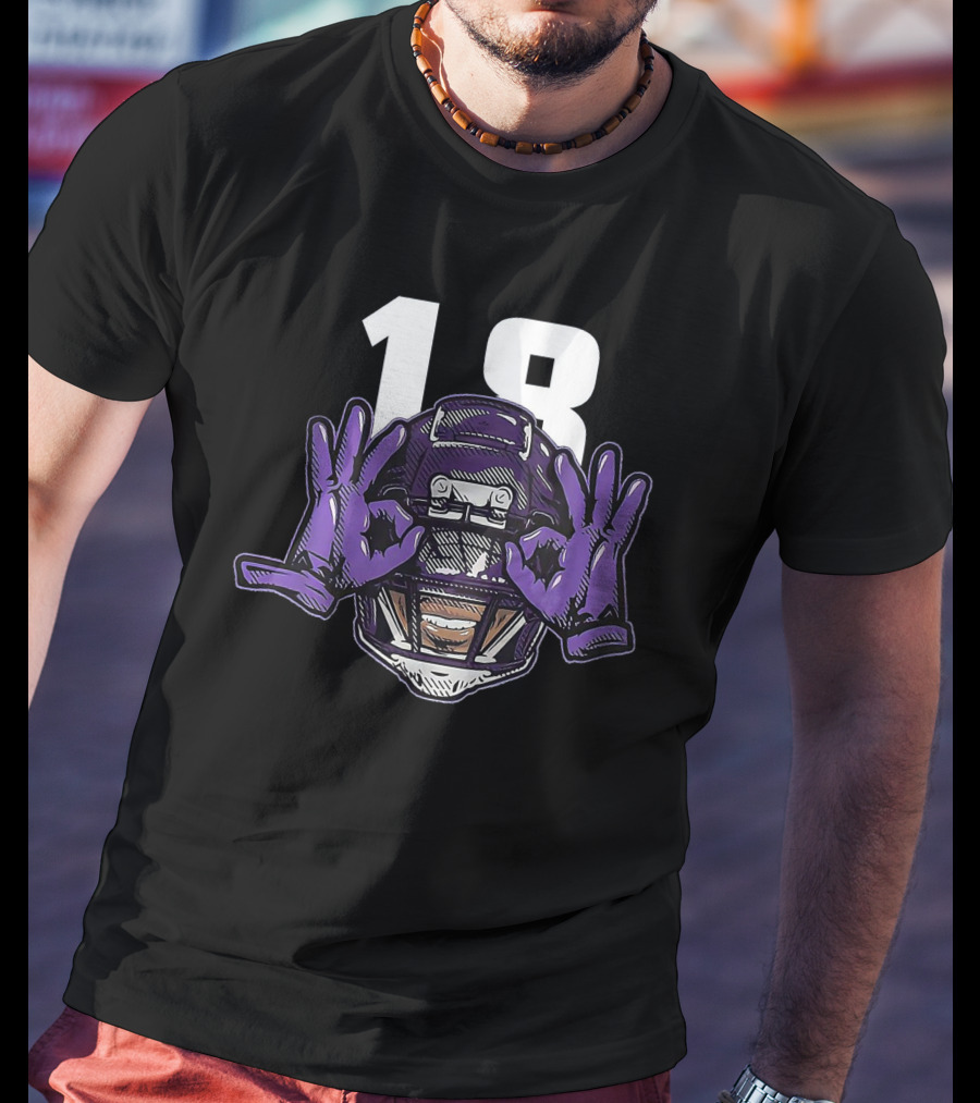 Griddy Celebration Purple Helmet 18 Gloves T-Shirt