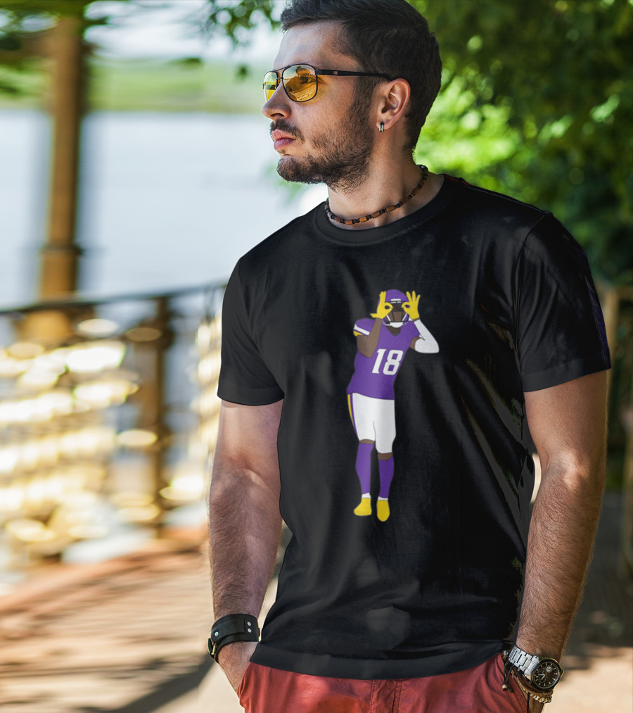 Do The Griddy Griddy Dance Football NFL Player Number 18 Purple And Yellow Uniform T-Shirt