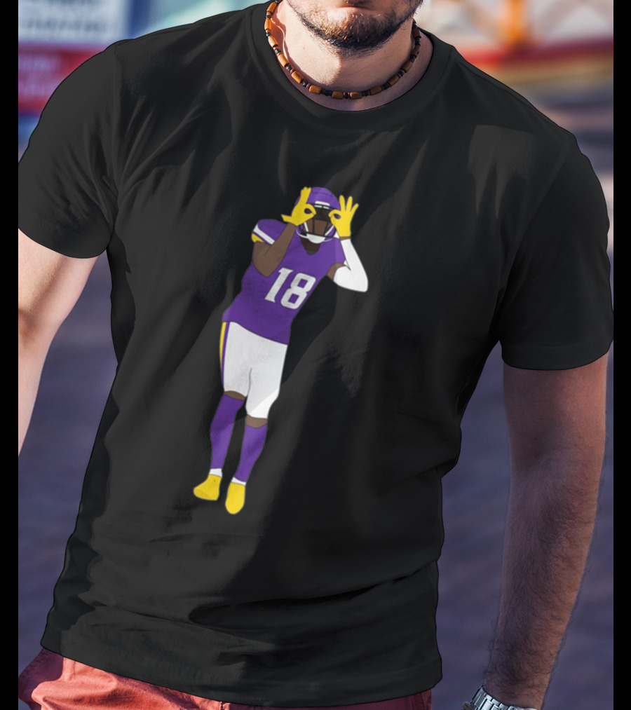 Do The Griddy Griddy Dance Football NFL Player Number 18 Purple And Yellow Uniform T-Shirt