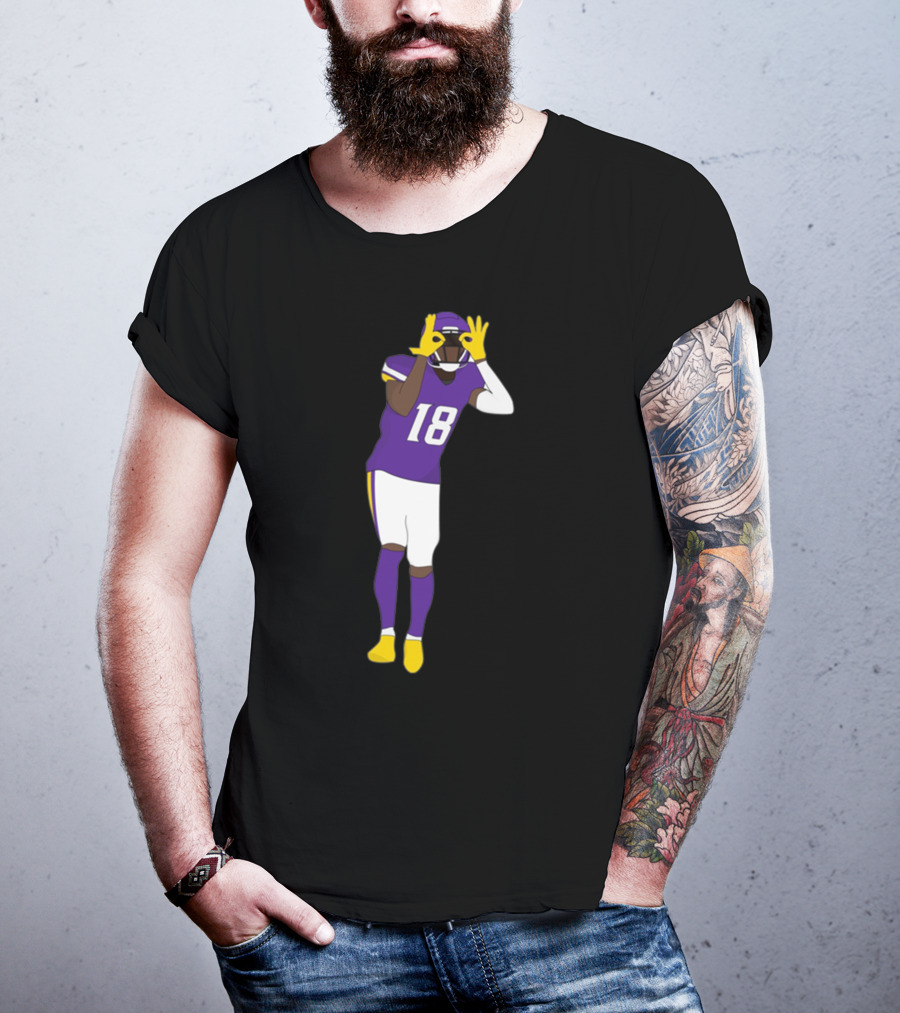 Do The Griddy Griddy Dance Football NFL Player Number 18 Purple And Yellow Uniform T-Shirt