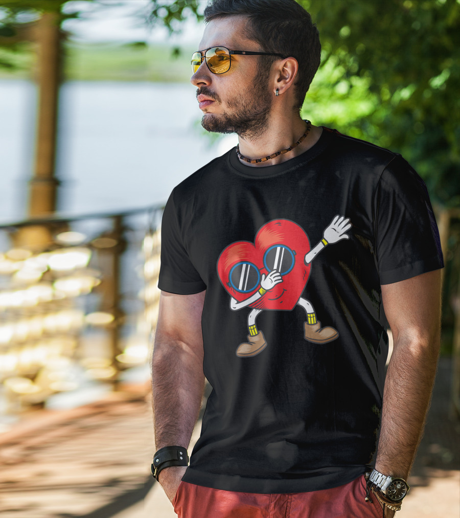Dabbing Heart With Sunglasses Funny Gifts T-Shirt