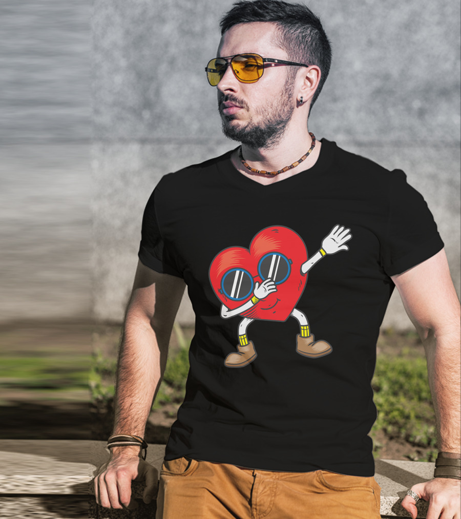 Dabbing Heart With Sunglasses Funny Gifts T-Shirt