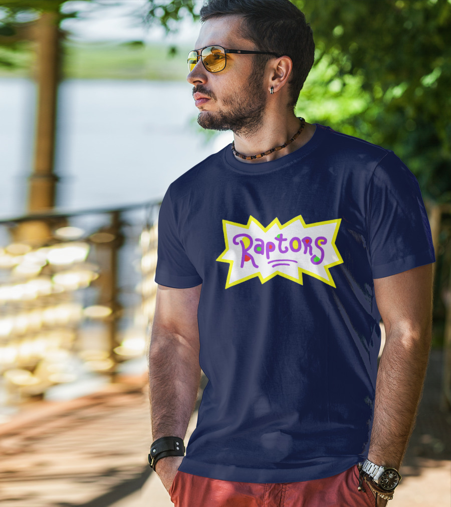 Raptors Retro Pop Art Style Text With Vivid Colors And Bold Outline T-Shirt