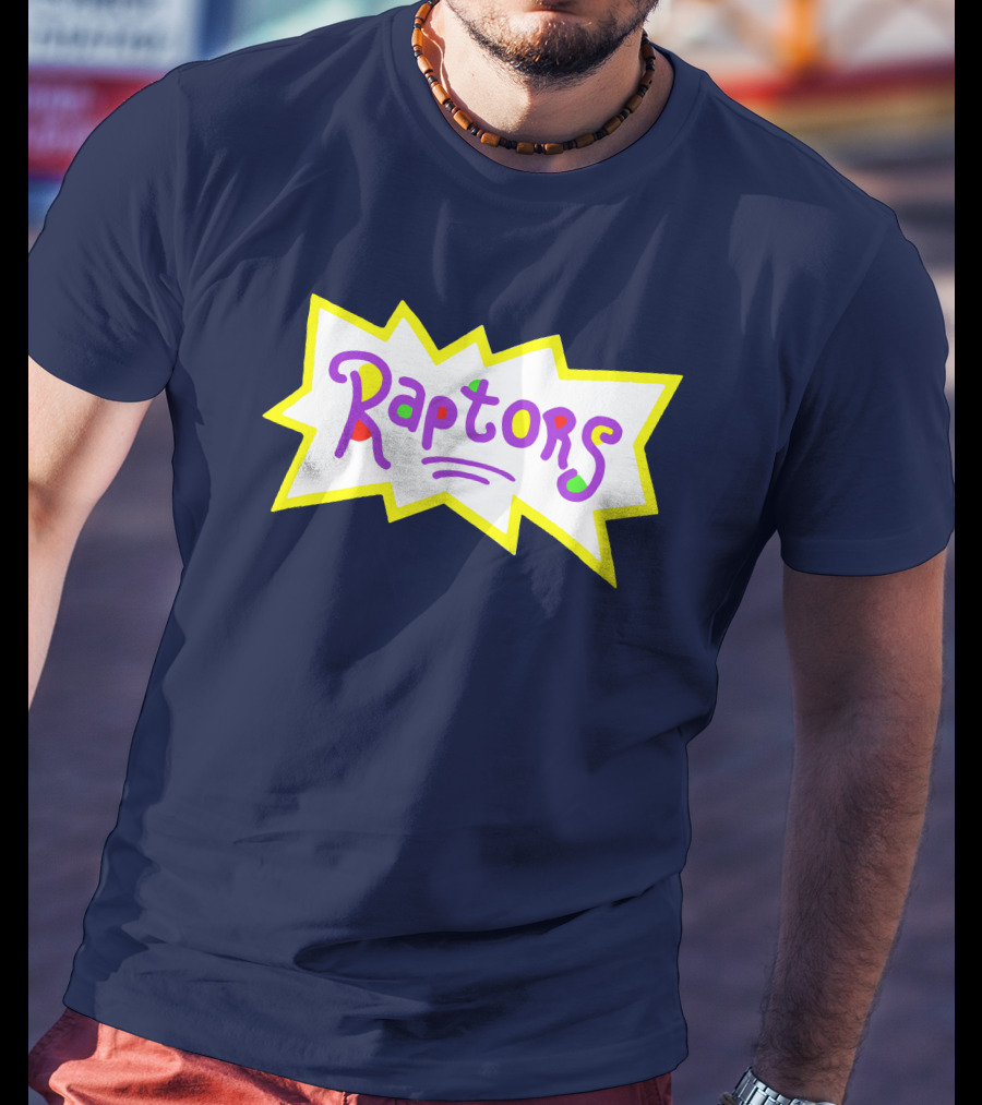 Raptors Retro Pop Art Style Text With Vivid Colors And Bold Outline T-Shirt
