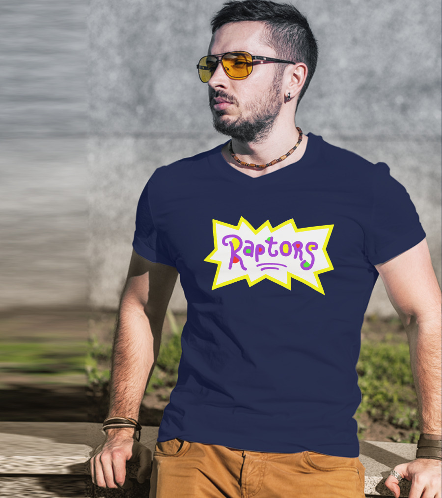 Raptors Retro Pop Art Style Text With Vivid Colors And Bold Outline T-Shirt