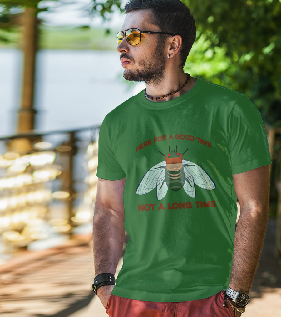 Here For A Good Time Not A Long Time Cicada T-Shirt