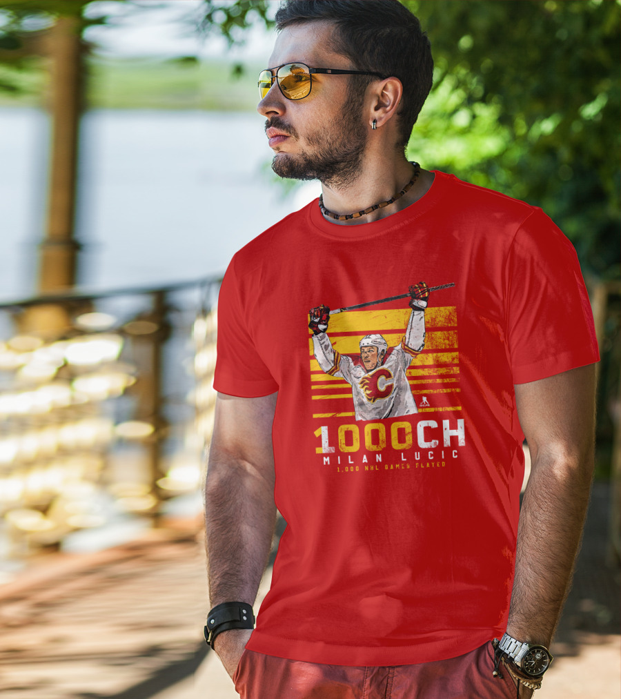 Milan Lucic 1000 NHL Games Played Calgary Flames T-Shirt