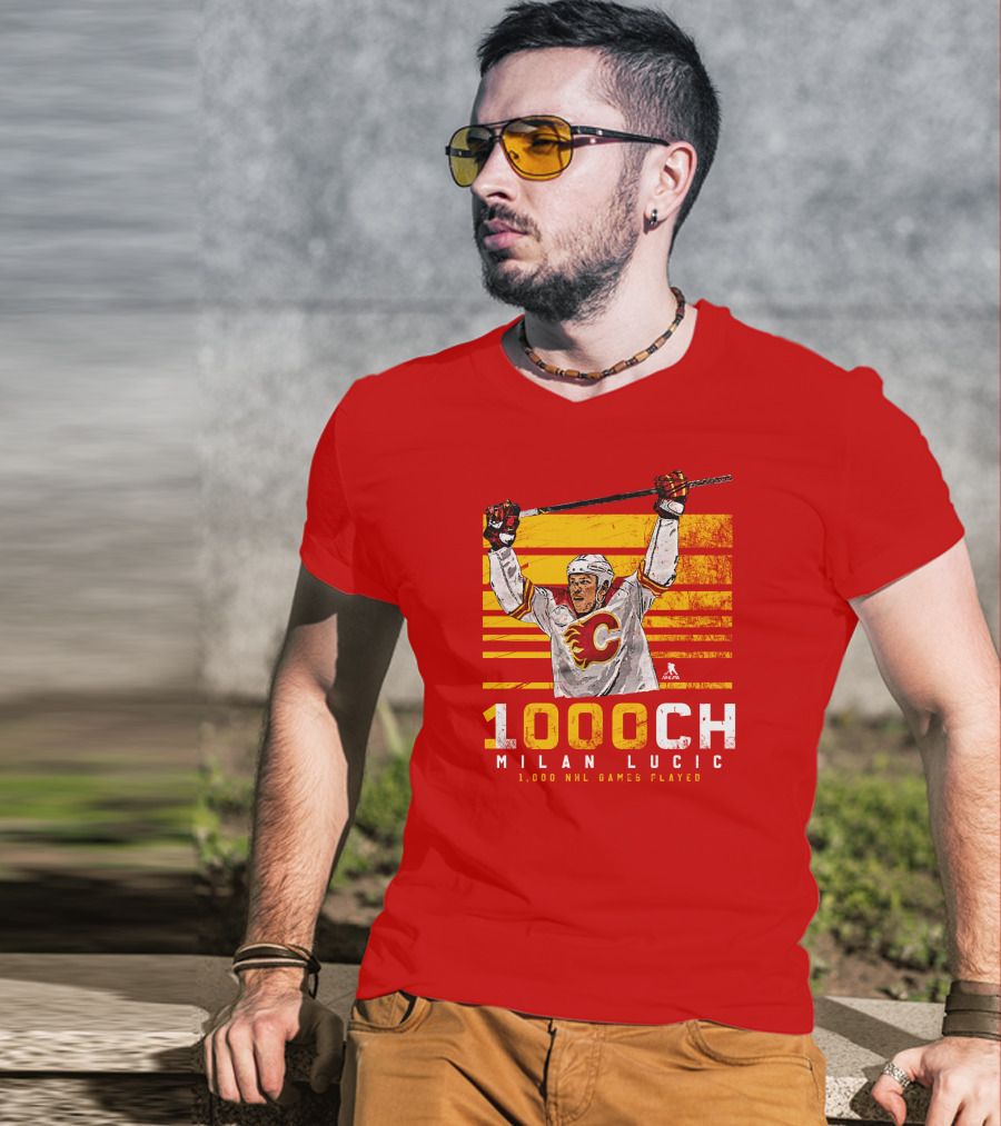 Milan Lucic 1000 NHL Games Played Calgary Flames T-Shirt