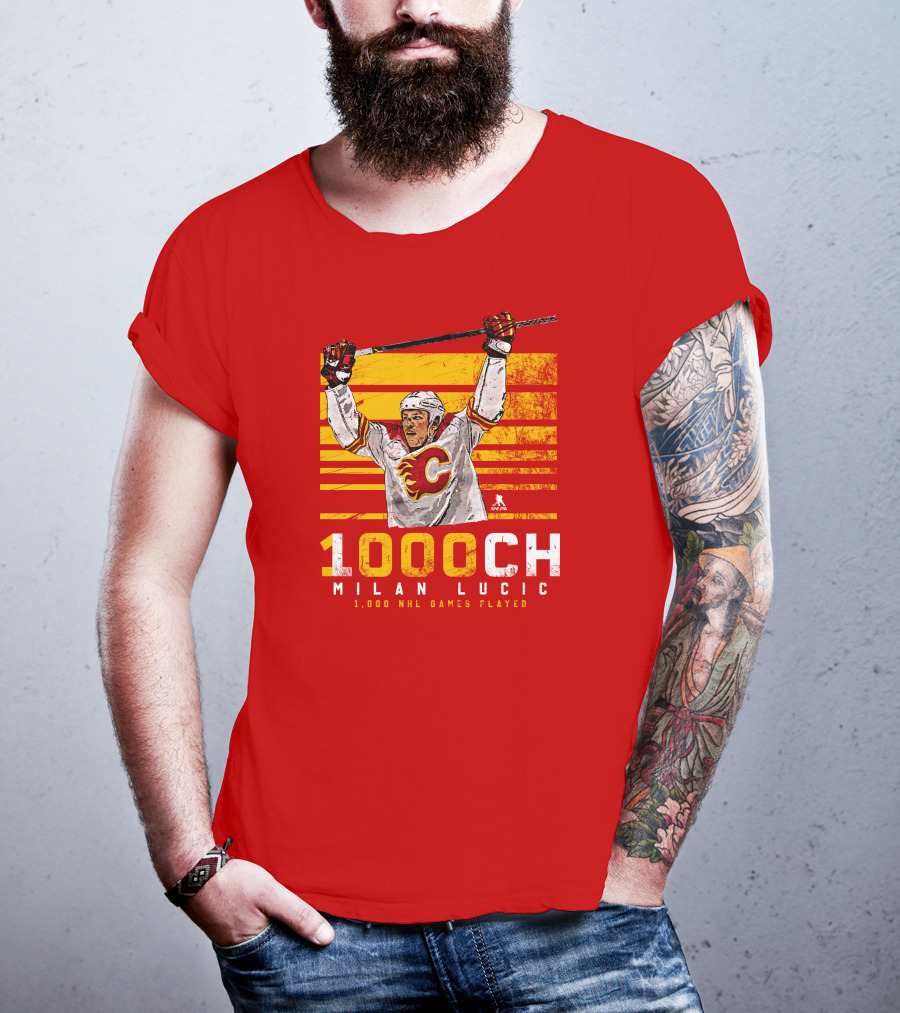 Milan Lucic 1000 NHL Games Played Calgary Flames T-Shirt