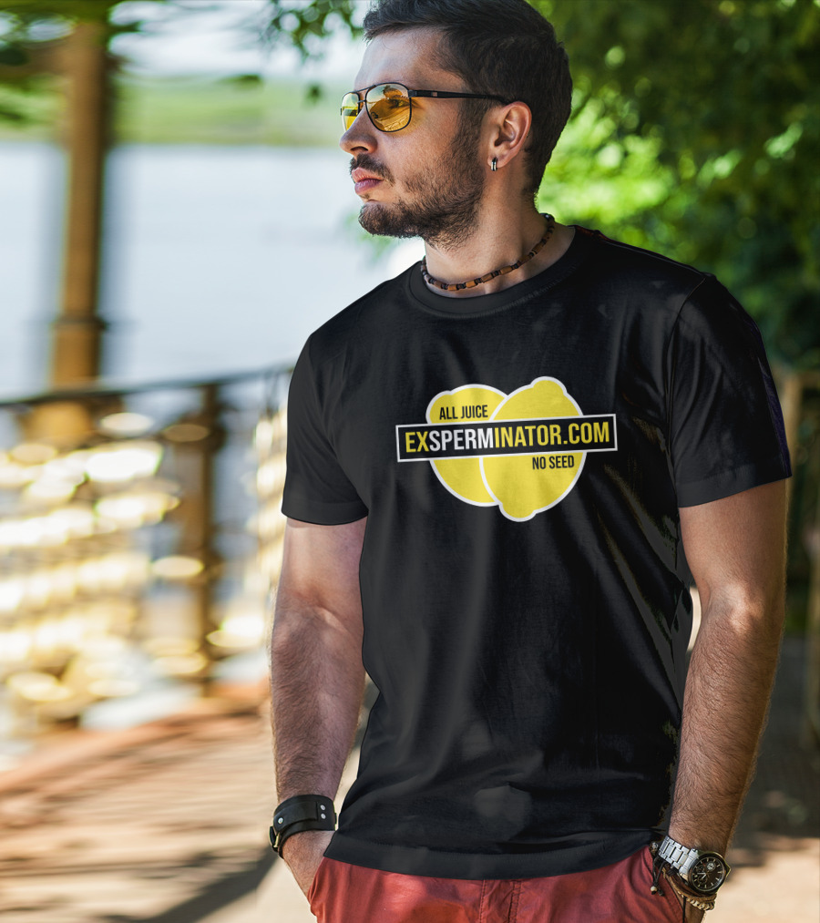 Exsperminator All Juice No Seed Lemon Logo Exsperminator.com T-Shirt