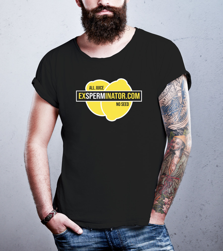 Exsperminator All Juice No Seed Lemon Logo Exsperminator.com T-Shirt