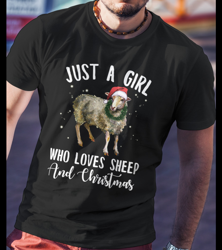 Just A Girl Who Loves Sheep And Christmas Holiday T-Shirt