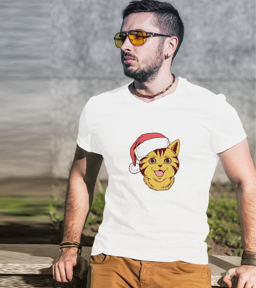 I'm Feline Festive Cat With Santa Hat T-Shirt
