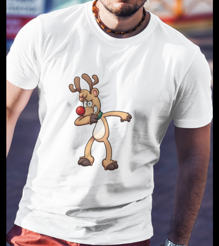 Rudolph Dabbing Reindeer Christmas Character With Red Nose T-Shirt