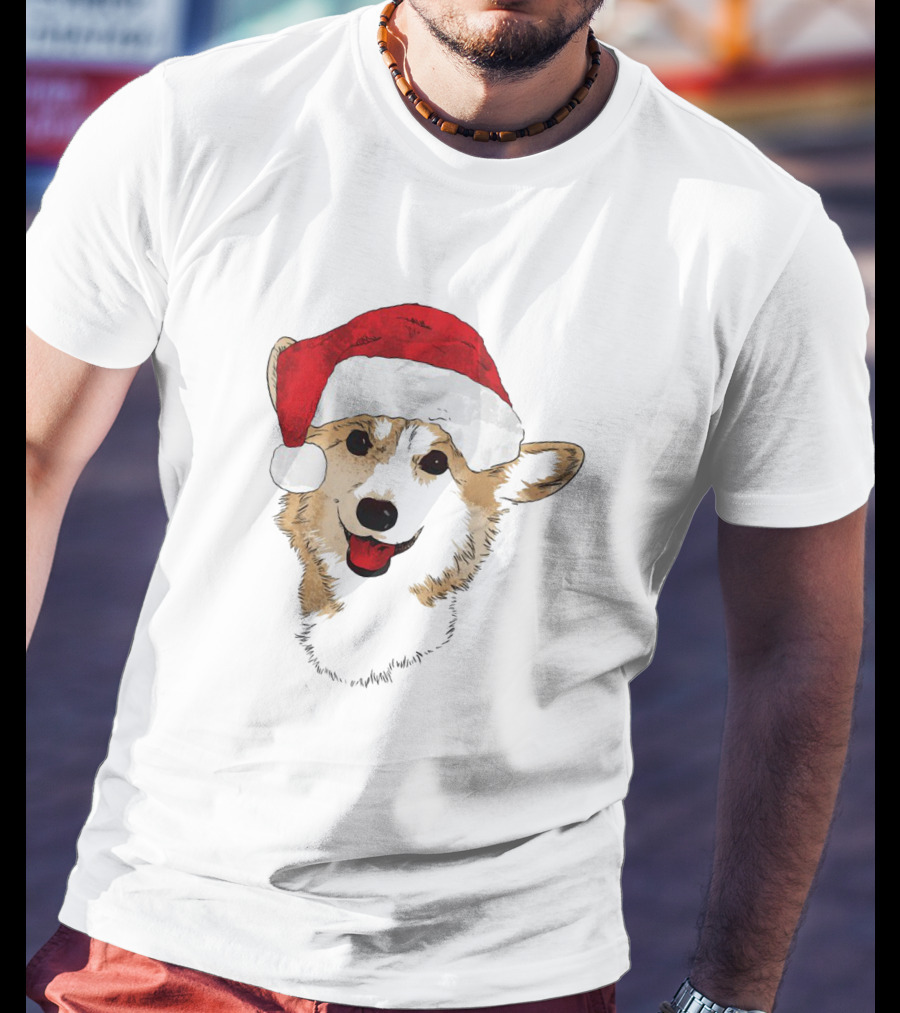 Ho Ho Happy Corgi Santa Hat Smiling Cuteness T-Shirt