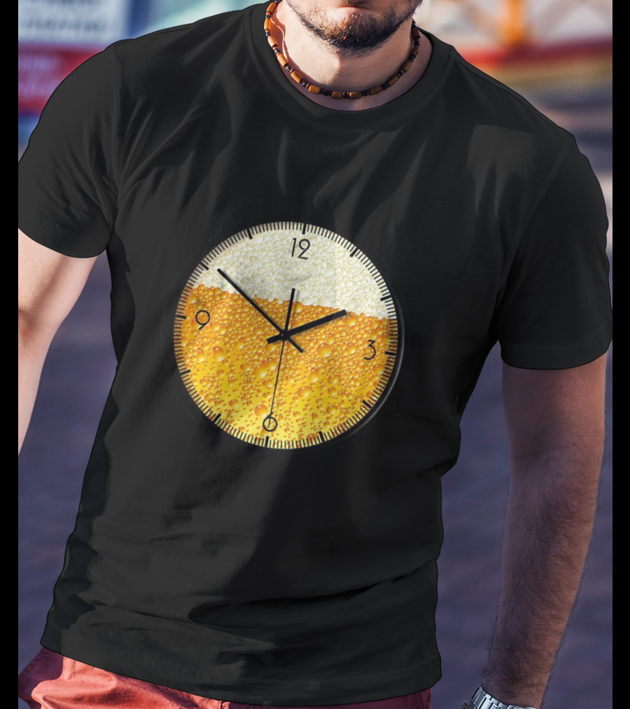 Beer Clock With Bubble Texture T-Shirt