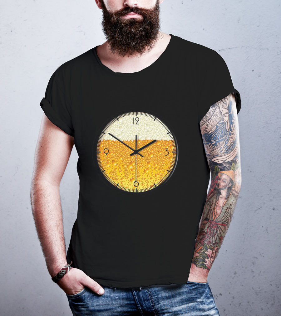 Beer Clock With Bubble Texture T-Shirt