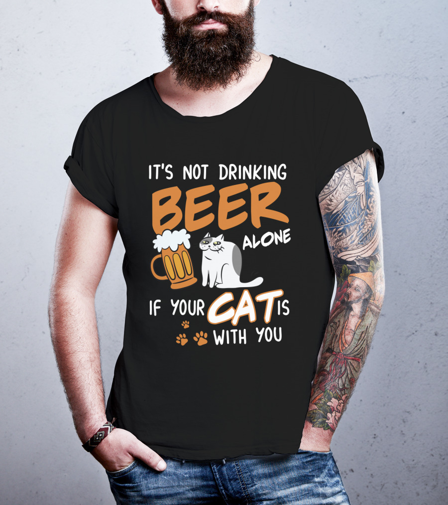 Drinking Beer With Your Cat Mug And Paw Prints T-Shirt