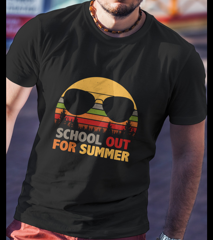 School Out For Summer Retro Sunglasses With Sunset T-Shirt