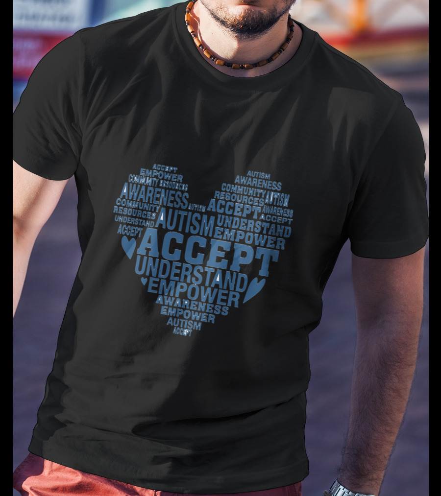 Accept Understand Empower Autism Awareness Month Heart T-Shirt