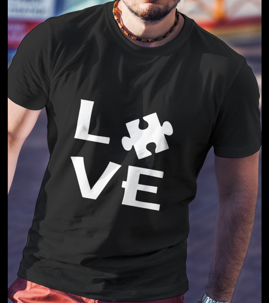 Autism Love Puzzle Piece Representation In Text T-Shirt