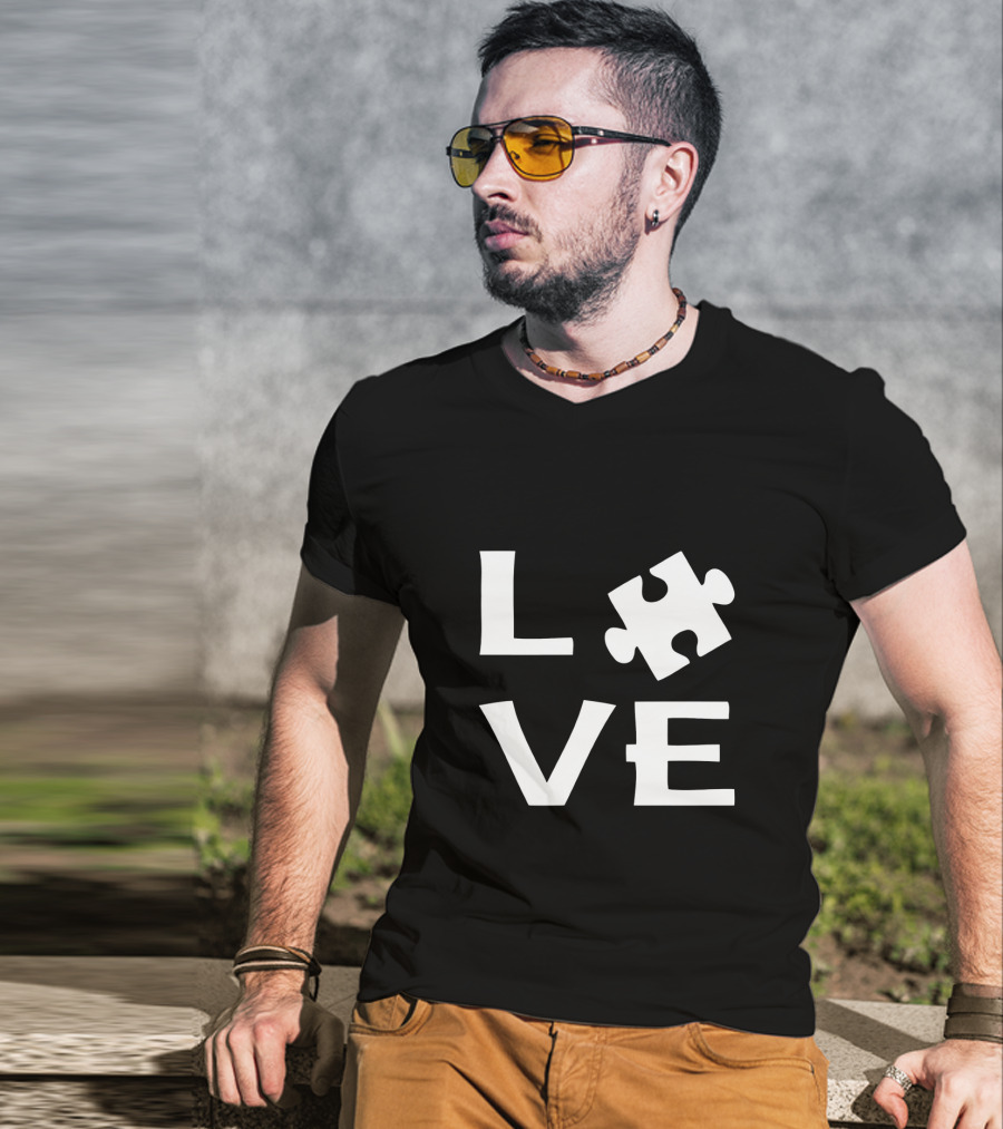 Autism Love Puzzle Piece Representation In Text T-Shirt