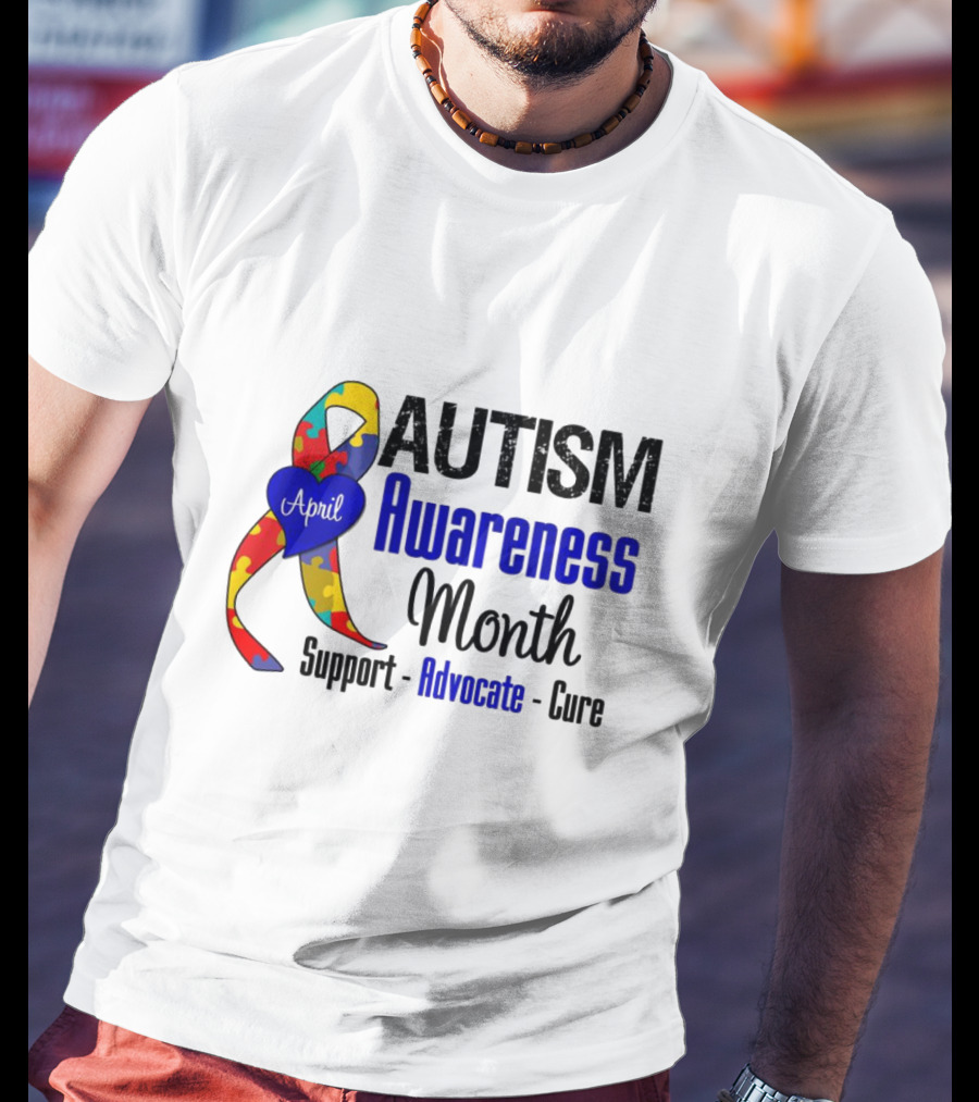 Autism Awareness Month April Support Advocate Cure Puzzle T-Shirt