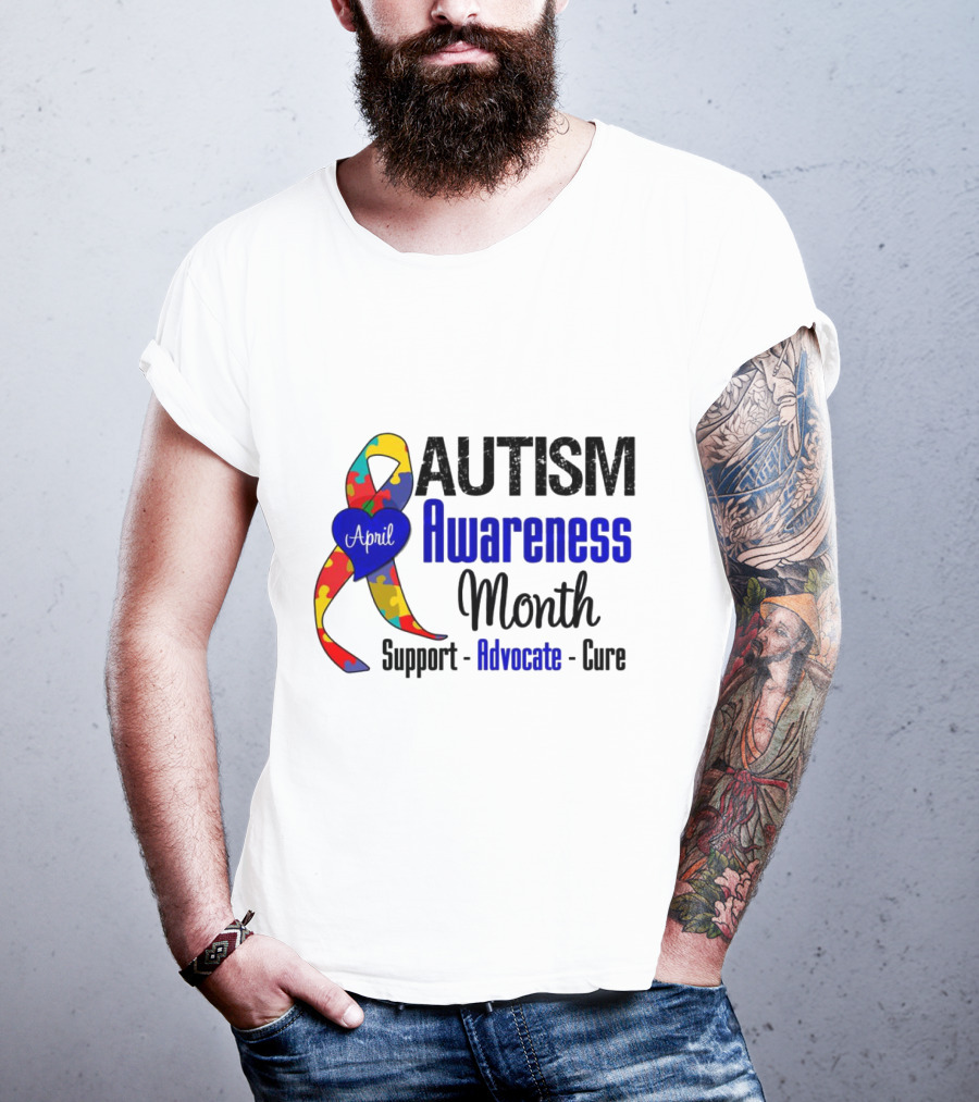 Autism Awareness Month April Support Advocate Cure Puzzle T-Shirt